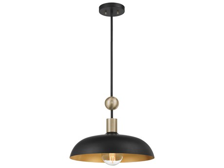 Minka Lavery Biloxi 1-Light Coal Weathered Antique Brass Black Drum Pendant