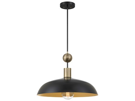 Minka Lavery Biloxi 1-Light Coal Weathered Antique Brass Black Dome Pendant