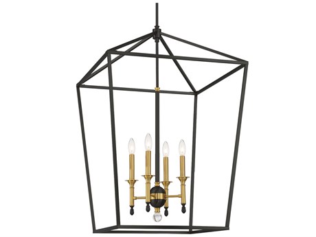 Minka Lavery Townhall 4-Light Coal Soft Brass Black Candelabra Chandelier
