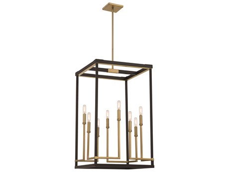 Minka Lavery Union Estates 8-Light Coal Soft Brass Black Pendant