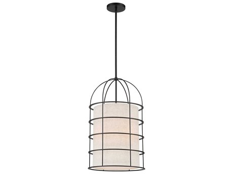 Minka Lavery Gateway Park 4-Light Coal Black Drum Pendant