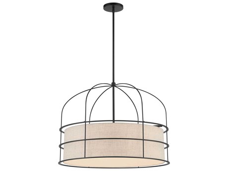 Minka Lavery Gateway Park 6-Light Coal Black Drum Pendant