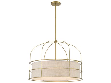 Minka Lavery Gateway Park 6-Light Soft Brass Drum Pendant