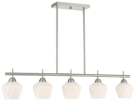 Minka Lavery Camrin 5-Light Brushed Nickel Glass Bell Linear Island Pendant