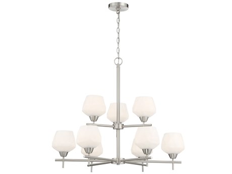Minka Lavery Camrin 9-Light Brushed Nickel Glass Bell Chandelier