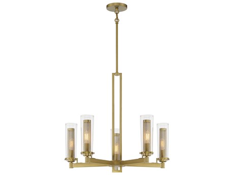 Minka Lavery Emmerham 5-Light Soft Brass Glass Cylinder Chandelier