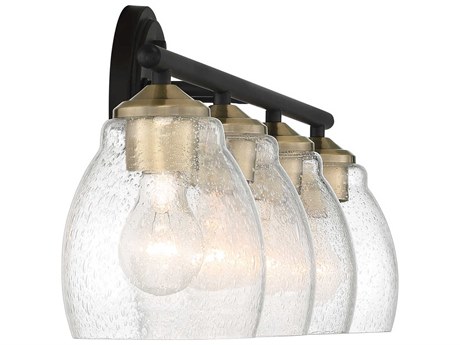 Minka Lavery Winsley 4-Light Coal Stained Brass Black Glass Vanity Light