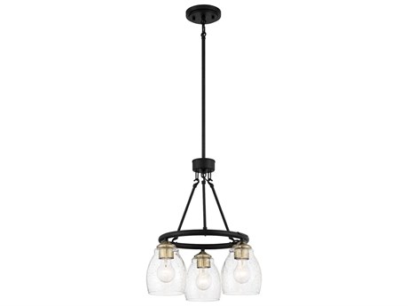 Minka Lavery Winsley 3-Light Coal Stained Brass Black Glass Bell Chandelier