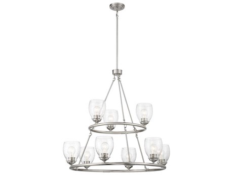 Minka Lavery Winsley 9-Light Brushed Nickel Glass Bell Chandelier