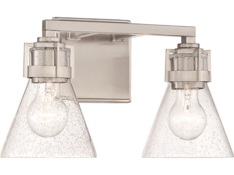 Minka Lavery Chatham Square 2-Light Brushed Nickel Glass Vanity Light