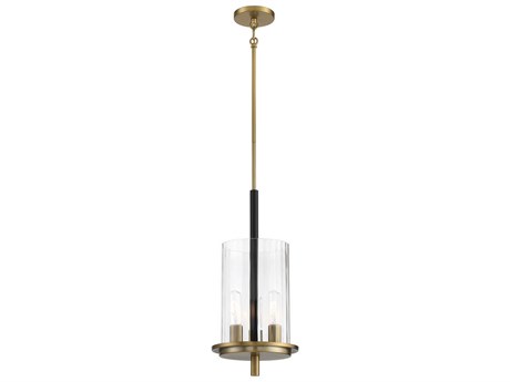 Minka Lavery Baldwin Park 3-Light Coal Soft Brass Black Glass Cylinder Mini Pendant