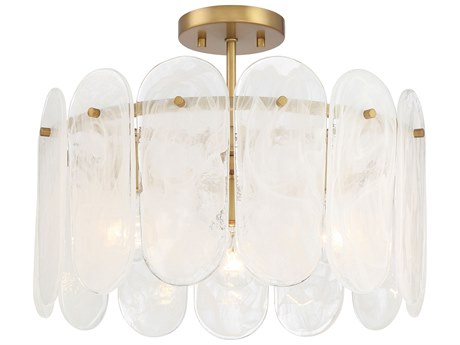 Minka Lavery Oldmill 3-Light Legacy Brass Drum Semi Flush Mount