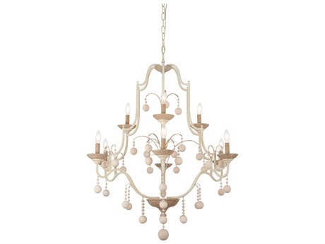 Minka Lavery Colonial Charm 9-Light White Wash Sun Dried Clay Brown Candelabra Chandelier