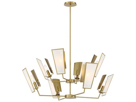 Minka Lavery Ricochet 8-Light Soft Brass White Glass Geometric Chandelier