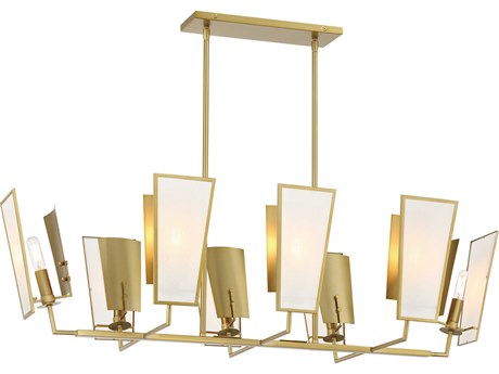 Minka Lavery Ricochet 8-Light Soft Brass Glass Geometric Linear Island Pendant