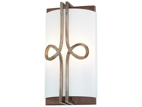 Minka Lavery Yorkville 2-Light Aged Darkwood Silver Patina Brown Glass Wall Sconce