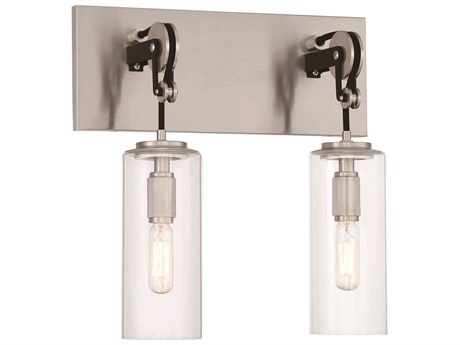 Minka Lavery Pullman Junction 2-Light Coal Brushed Nickel Black Glass Vanity Light