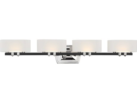 Minka Lavery Drury 4-Light Coal Polished Nickel Glass LED Vanity Light