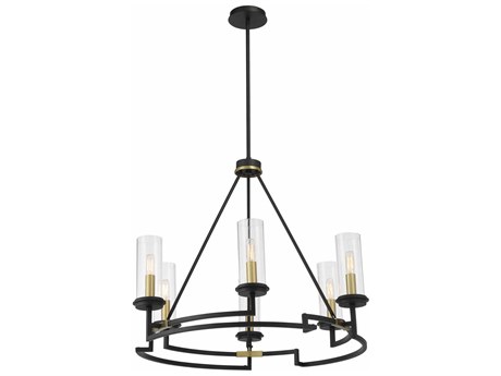Minka Lavery Hillstone 6-Light Sand Coal Soft Brass Black Glass Candelabra Chandelier