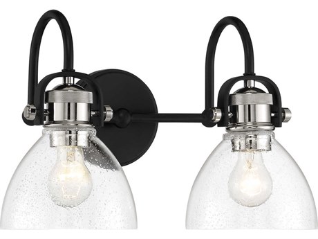 Minka Lavery Monico 2-Light Coal Polished Nickel Black Glass Vanity Light