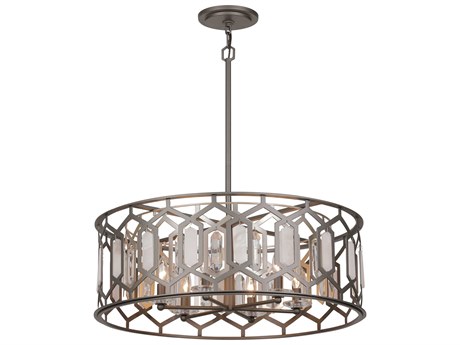 Minka Lavery Hexly 6-Light Bronze Sultry Silver Drum Pendant