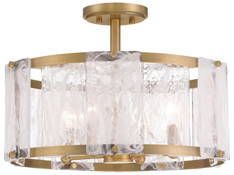 Minka Lavery Veil 4-Light Legacy Brass Drum Semi Flush Mount