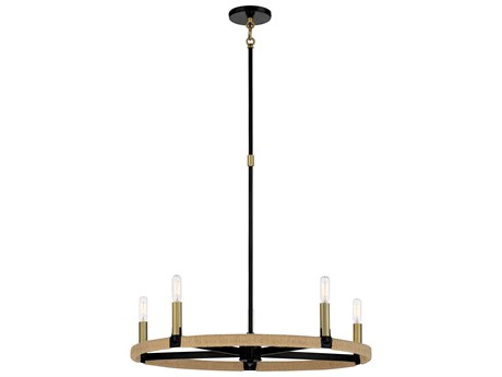 Minka Lavery Windward Passage 5-Light Coal Soft Brass Black Chandelier