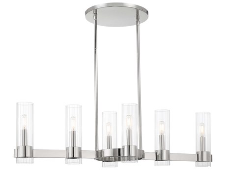 Minka Lavery Vernon Place 6-Light Chrome Glass Cylinder Linear Island Pendant