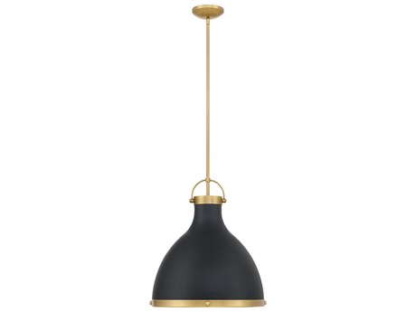 Minka Lavery Lynk 1-Light Legacy Brass Matte Coal Black Bell Pendant
