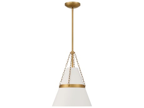 Minka Lavery Springfield 1-Light Legacy Brass Off White Cream Mini Pendant