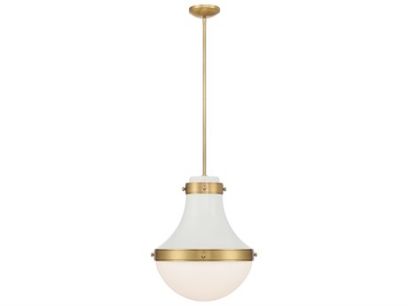 Minka Lavery Purelight 1-Light Legacy Brass Off White Cream Pendant