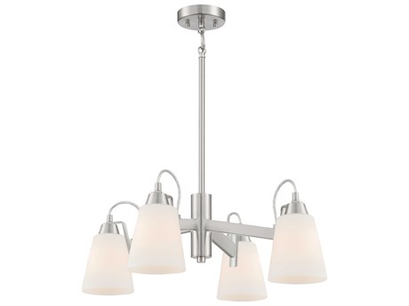 Minka Lavery Beckonridge 4-Light Brushed Nickel Glass Bell Chandelier