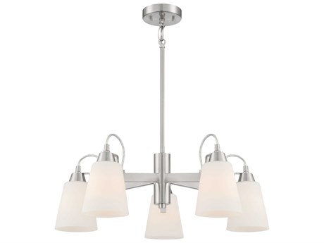Minka Lavery Beckonridge 5-Light Brushed Nickel Glass Bell Chandelier
