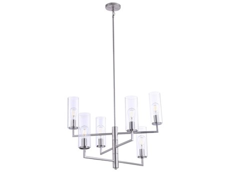 Minka Lavery Acacia 6-Light Brushed Nickel Glass Cylinder Chandelier