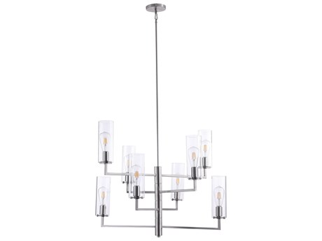Minka Lavery Acacia 8-Light Brushed Nickel Clear Glass Cylinder Chandelier