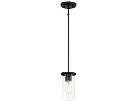 Minka Lavery Haisley 1-Light Coal Black Glass Cylinder Mini Pendant