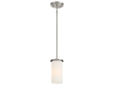 Minka Lavery Haisley 1-Light Brushed Nickel Glass Cylinder Mini Pendant