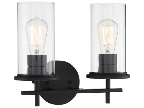 Minka Lavery Haisley 2-Light Coal Black Glass Vanity Light