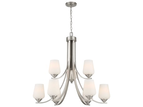 Minka Lavery Shyloh 9-Light Brushed Nickel Glass Bell Chandelier