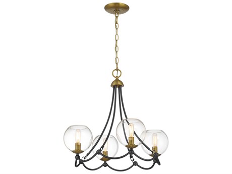 Minka Lavery Kearney Park 4-Light Coal Soft Brass Globe Chandelier