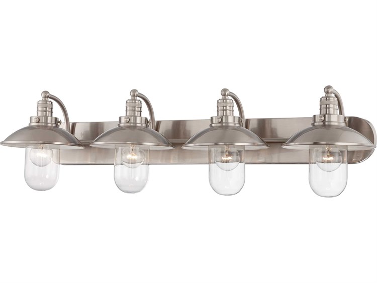 Minka Lavery Downtown Edison 38" Wide 4-Light Brushed Nickel Glass Vanity Light