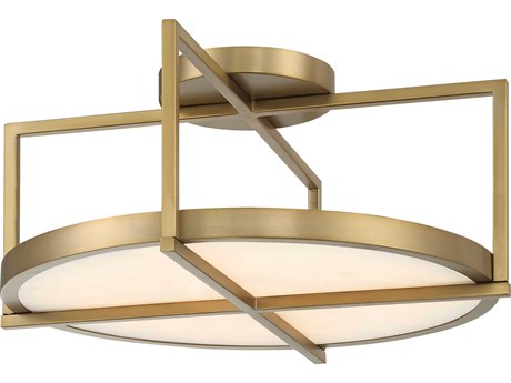 Minka Lavery Boada 1-Light Soft Brass LED Geometric Round Semi Flush Mount