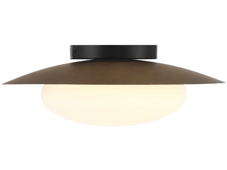 Minka Lavery Zinola 1-Light Sand Coal Halcyon Gold Round Flush Mount