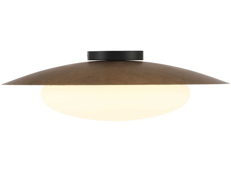 Minka Lavery Zinola 1-Light Sand Coal Halcyon Gold Round Flush Mount