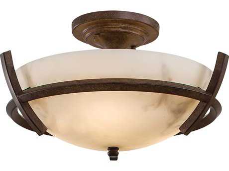 Minka Lavery Calavera 3-Light Nutmeg Brown Glass Bowl Semi Flush Mount