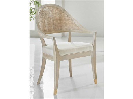 Modern History Home Lyon Ash Wood Beige Upholstered Arm Dining Chair