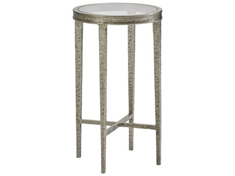 Modern History Home Texture Round Glass Antique Silver End Table