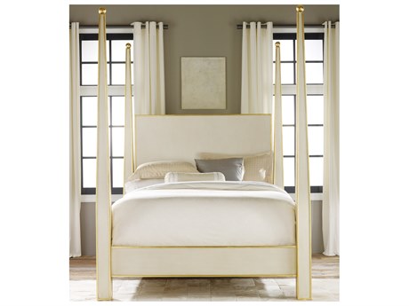 Modern History Home Abstract Painted White Wood King Poster Bed
