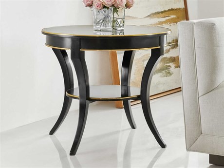 Modern History Home Covington Round Wood Ebony Painted End Table