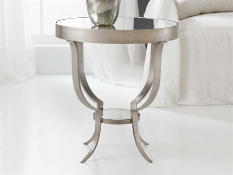 Modern History Home Gueridon Round Mirror End Table